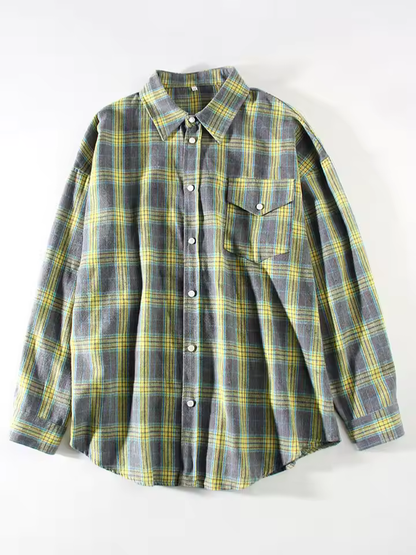 LEANDRA™|CAMICIA A QUADRI OVERSIZE VINTAGE