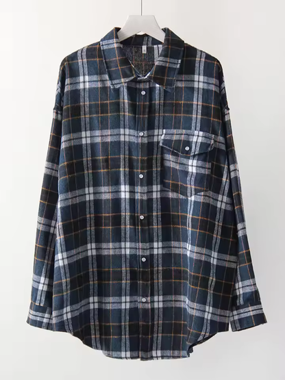 LEANDRA™|CAMICIA A QUADRI OVERSIZE VINTAGE