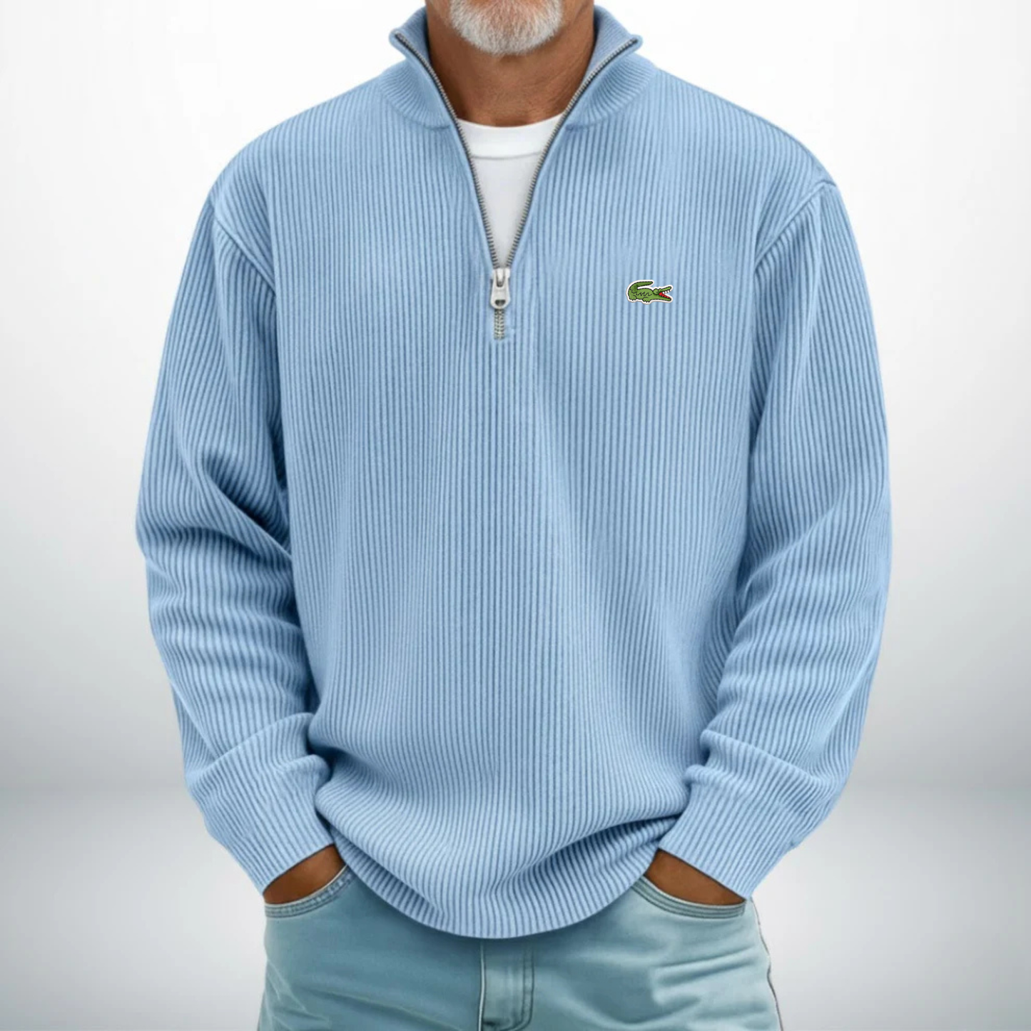 LC-Pullover Uomo con Zip a Metà – Maglione Casual Morbido e Confortevole