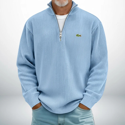 LC-Pullover Uomo con Zip a Metà – Maglione Casual Morbido e Confortevole