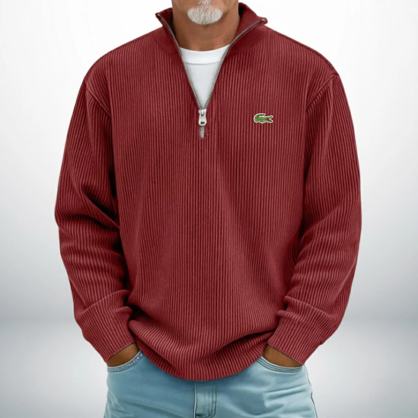 LC-Pullover Uomo con Zip a Metà – Maglione Casual Morbido e Confortevole