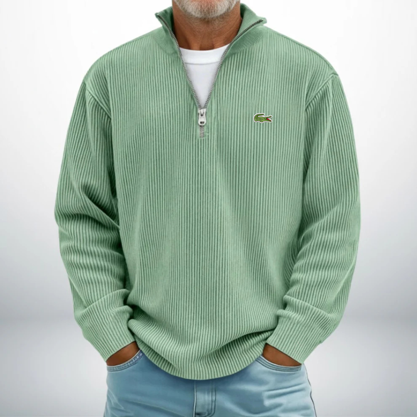 LC-Pullover Uomo con Zip a Metà – Maglione Casual Morbido e Confortevole