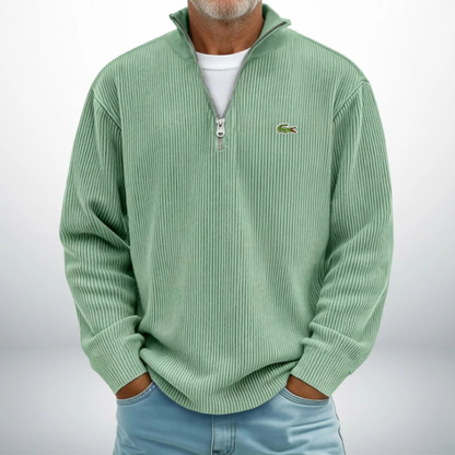 LC-Pullover Uomo con Zip a Metà – Maglione Casual Morbido e Confortevole