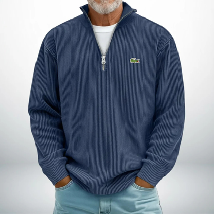 LC-Pullover Uomo con Zip a Metà – Maglione Casual Morbido e Confortevole