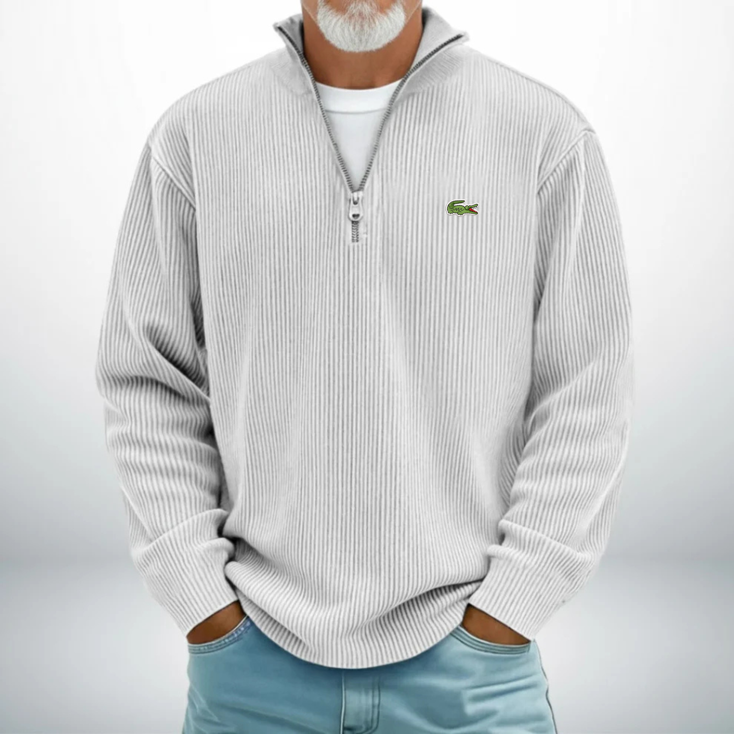 LC-Pullover Uomo con Zip a Metà – Maglione Casual Morbido e Confortevole