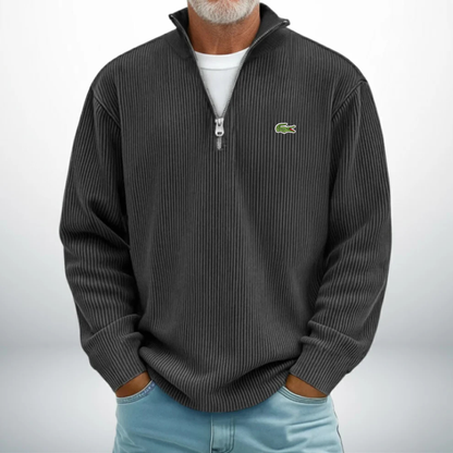 LC-Pullover Uomo con Zip a Metà – Maglione Casual Morbido e Confortevole