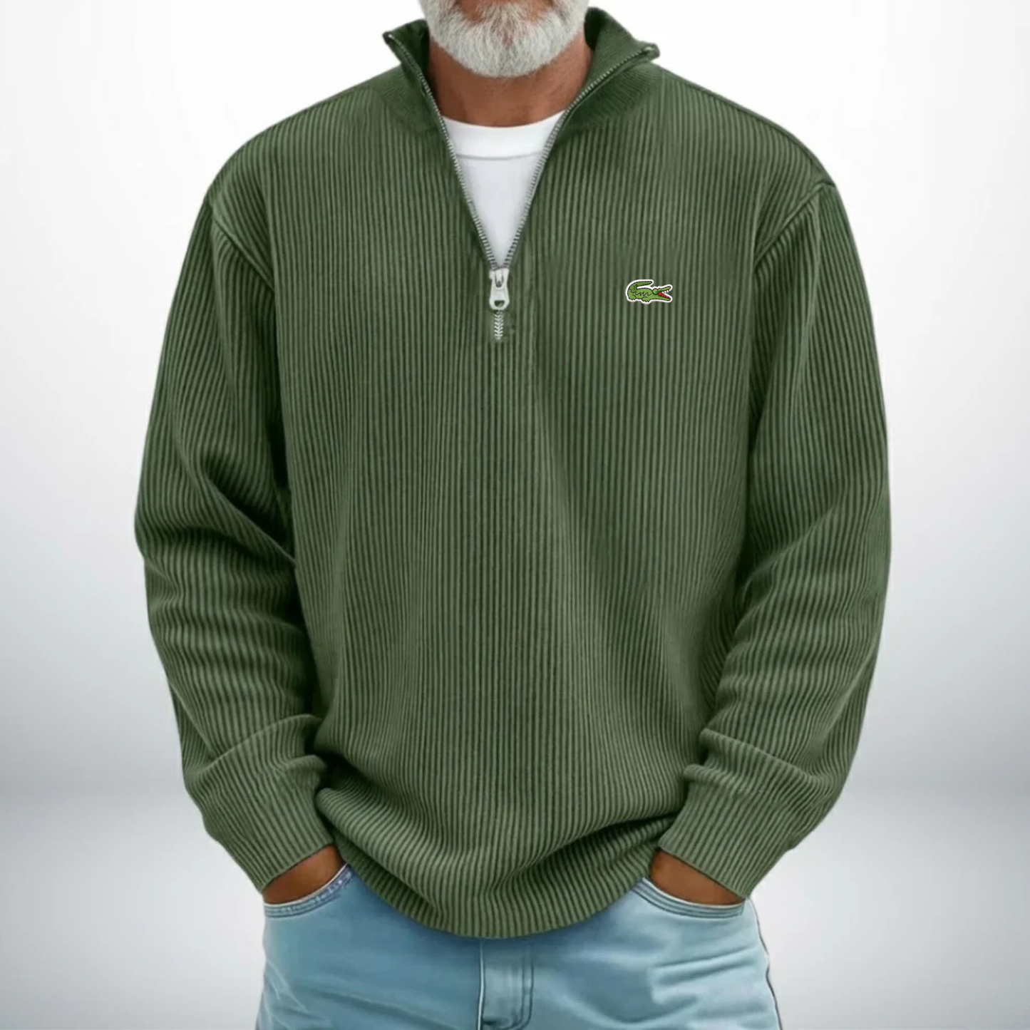 LC-Pullover Uomo con Zip a Metà – Maglione Casual Morbido e Confortevole