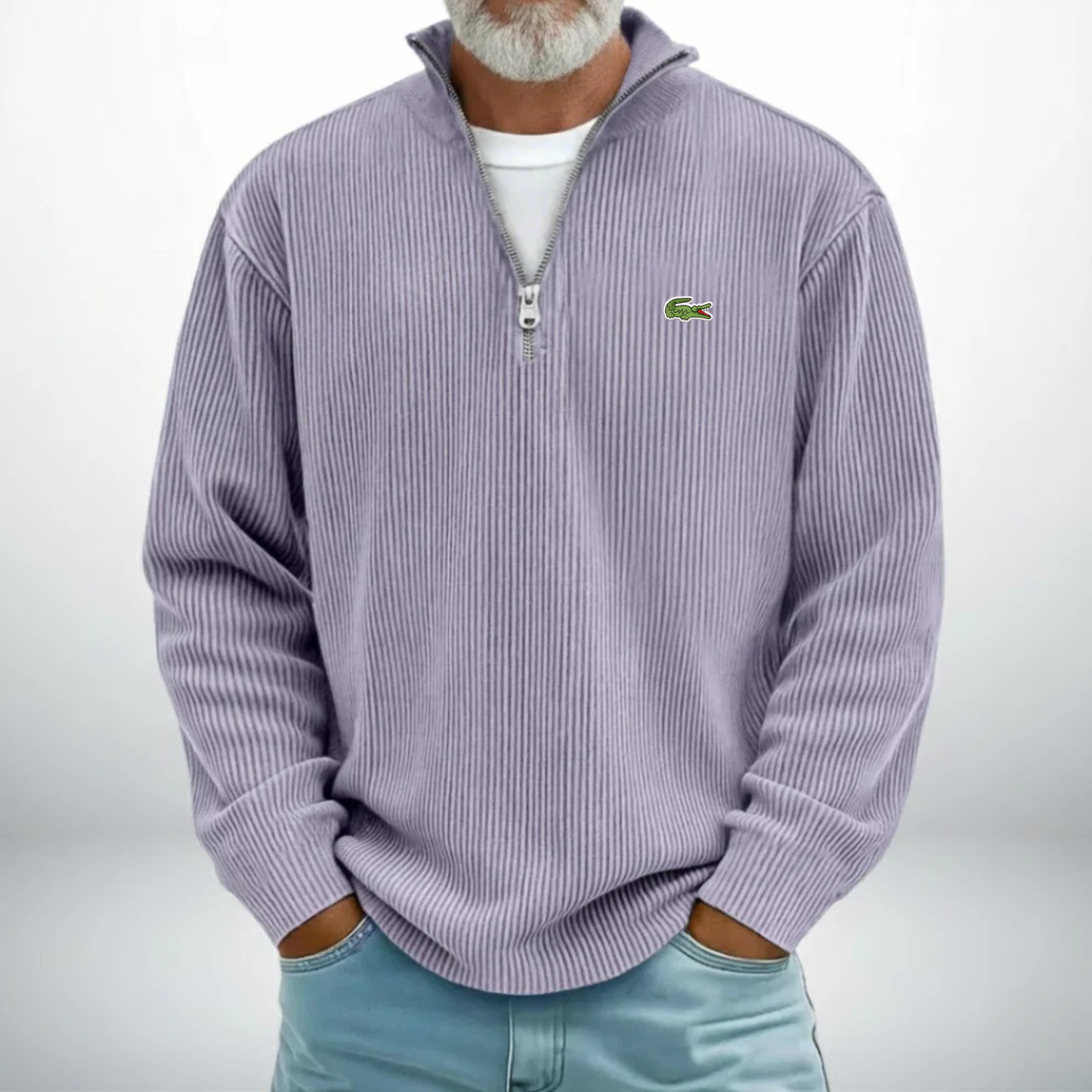 LC-Pullover Uomo con Zip a Metà – Maglione Casual Morbido e Confortevole